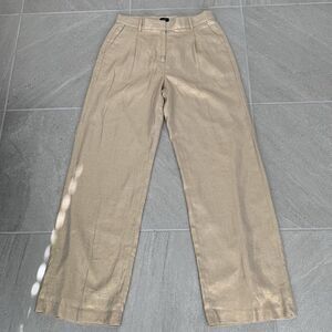 J Crew Gold Shimmer Linen Blend Wide Leg Pants US Women's 8T